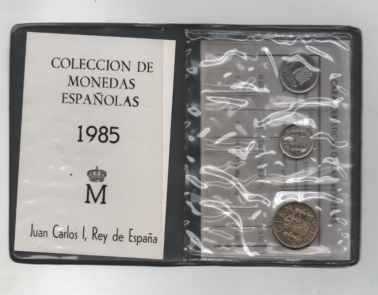 ESPAÑA CARTERA OFICIAL DE PESETAS J. CARLOS I DEL AÑO 1985 